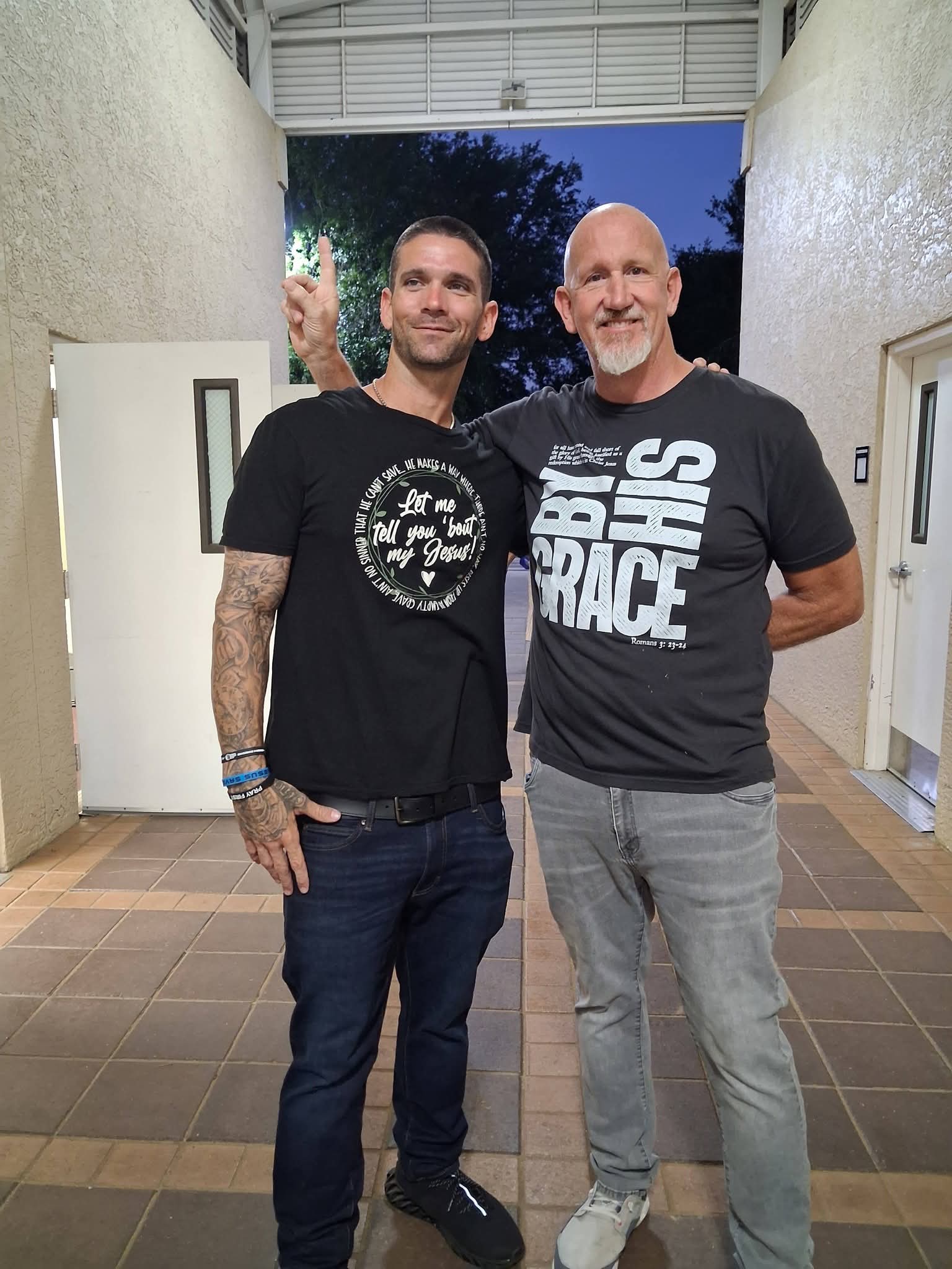 Eric Schwalbach serving alongside a friend in ministry