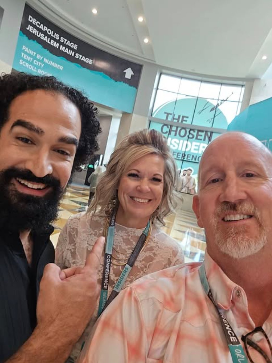 Eric Schwalbach with the actor who plays Lazarus in The Chosen — at The Chosen Insiders Conference